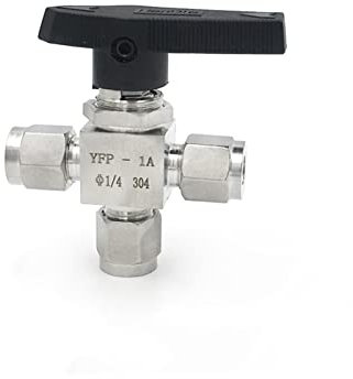 EOTVHTMT Valve 304 Stainless Steel 3mm 4mm 6mm 8mm 10mm 12mm 14mm Double Ferrule Tube Pipe Fitting Three 3 Way High Pressure Ball Valve(8mm)