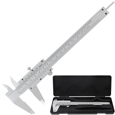 Smgda Vernier Caliper, 0-150mm 0-6 Carbon Steel Calipers Measuring Tool Accuracy 0.02mm Micrometer for DIY/Household/Industrial Use with Storage Case, Metric & Imperial Double Scales (Silver, 150mm)