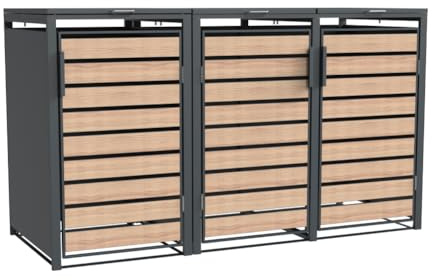 WESTMANN Metall Mülltonnenbox Lacina 3x240 L Anthrazit mit Gasdruckfedern