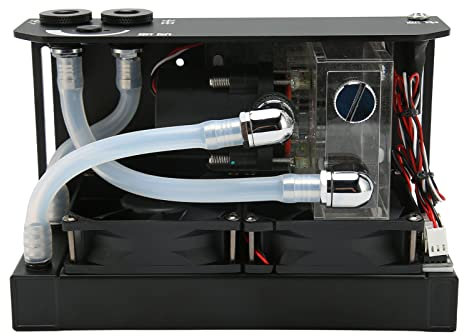 600L/H CPU Water Cooling Pump, G1/4 Thread Aluminum Alloy PC Liquid Cooler with D Port+4Pin, Quiet Fan Design, 4M Lift for Custom Loop Systems