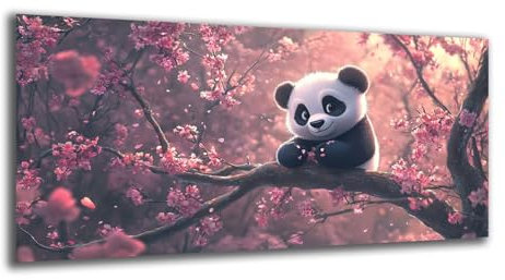 Malen Nach Zahlen Groß 200X100cm Malen Nach Zahlen ab 7 8 9 10 Jahre Mädchen Panda DIY Handgemalt Ölgemälde Set für Anfänger Kinder, Blume Paint by Number Mit Pinseln und Acrylfarbe,No Rahmen-z1383
