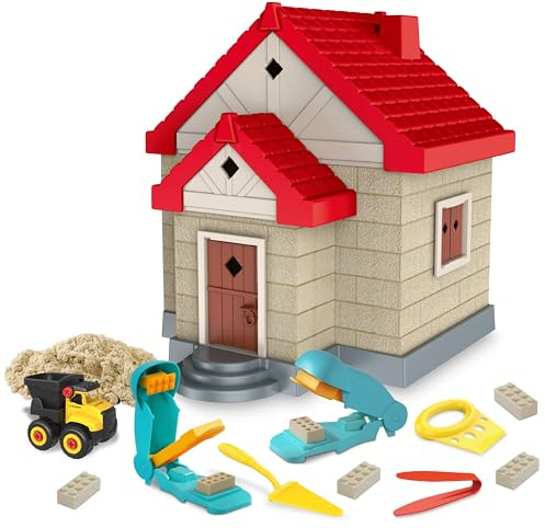 SIGHTEEDA Moldable Play Sand Kit for Kids 3-8 Years | 1.7 lbs Sensory Sand with 6 Tools & Molds | Mess-Free Indoor Sandbox Toys, STEM Learning Activities, Easy Clean Up