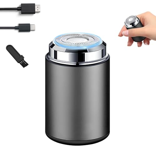 Rasierer Herren Elektrisch, Tragbarer Mini Elektrorasierer Herren, IPX6 Wasserdichter Multifunktionaler Mini Rasierer, Lange Akkulaufzeit Shaver für Nass und Trockenrasierer Grau