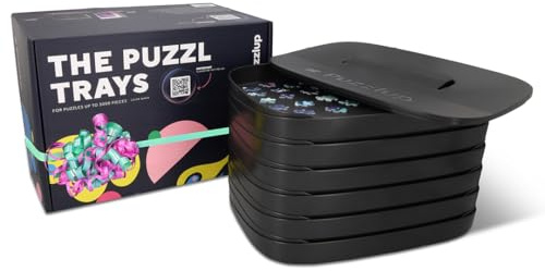 Puzzlup Stapelbare Puzzle Sortierschalen mit Box Anzeige auf Deckel – Set aus 12 Schalen – Bis zu 3000 Teile – Premium Puzzle Sortierer mit Offene Kanten Design