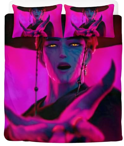 Kpop Saja Boys Children's Bed Linen 3-Piece Soft & Non-Iron Duvet Covers Bedroom Decoration Bed Linen Set with 2 Pillowcases Daughter Gifts (Demon Hunters)
