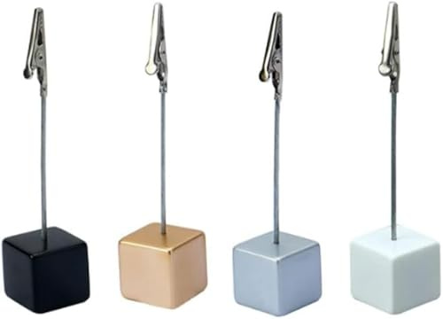 4 Pcs Memo Clip Holders Stand with Alligator Clasp Pictures Card Paper Note Clip for Office Home Use, Paper Stand for Desk, Office Memo Holders (4 Color)