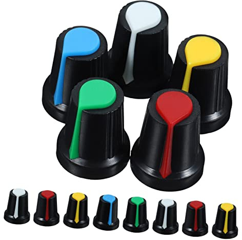 BESTOYARD Kunststoff Potentiometer Knopfkappen 6mm Achsendurchmesser 50 Stück für E-gitarren Griffigkeit und Tastgefühl Zubehör für Gitarrenlautstärkeregler