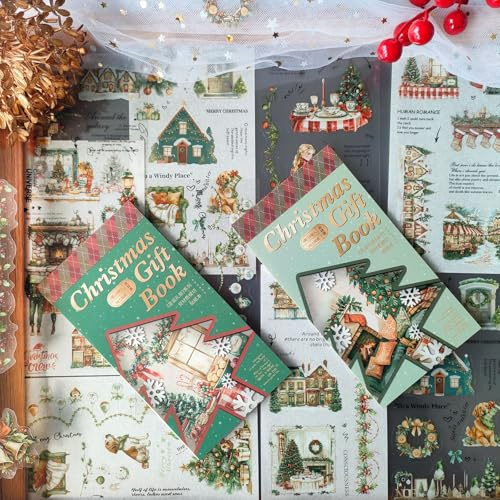 Arpaper 36 Blätte Scrapbook Christmas Stickers,Weihnachten Sticker Scrapbook Zubehör für Bullet Journal,Fotoalbum,Notebook,DIY Journaling,Painting(Christmas Trip)