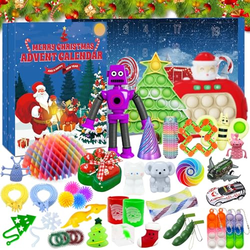Fidget Adventskalender 2025,Adventskalender Fidget Toy,Spaß und aufregend Countdown Spielzeug,Countdown Stress Linderung und Unterhaltung Sensory Fidget Toys Set Geschenke Calendar