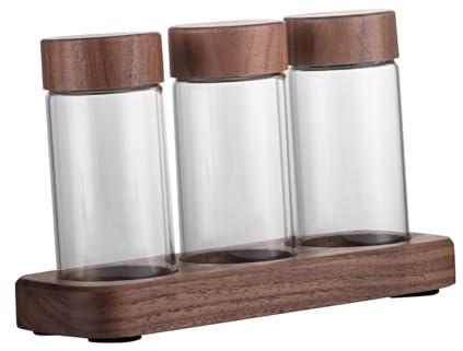 Gcljlmy 12 tubos de latas de café con soporte de madera, almacenamiento de granos de café con tapa, soporte para café, té (F 3 tubo L)