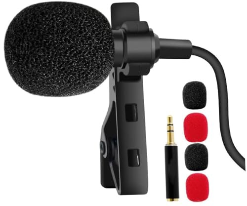 minkissy Omnidirectional Mini Lavalier Microphone Jack for Mobile Phones PC Cameras Lightweight Clear Audio Recording Interview Podcast Mic