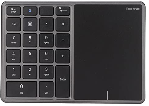 Yunseity Wireless Numerische Tastatur -Touchpad -Design 22 Tasten Dual Modus Verbindungstyp C Schnittstelle, Tragbare Größe für das Reisen, Kompatibel mit Mehreren Systemen (Gray)