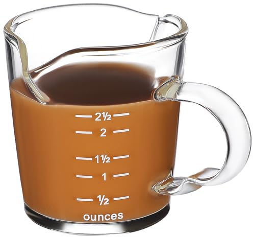 ABOOFAN Tazza da Espresso in Vetro Termoresistente con Doppio Beccuccio e Scala Graduata Bicchiere Misurino per Bar e Uso Domestico