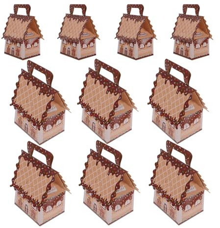 Veemoon 10 Piezas Cajas de Galletas Navideñas de Jengibre Cajas para Casitas de Jengibre Navideñas Bonitas para Galletas Dulces y Golosinas para Decorar Fiestas y Compartir Familia