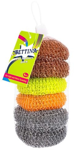 MAXPERKX Multicoloured Kitchen Scourers Pads Copper/Galvanised/Plastic Wire Wool Pan Scourers Rust-Free Stainless Steel | Cleans Ovens, BBQs, Glass Dishes & Jugs