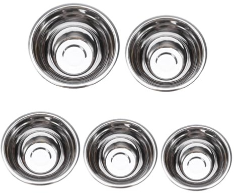 MUCKLILY Set 5 Ciotole in Acciaio Inox 18-26 Cm senza Coperchio, Ciotole Profonde per Mescolare Impasti, Insalate e Uova, Contenitori Stabili per Cucina Domestica e Ristorante