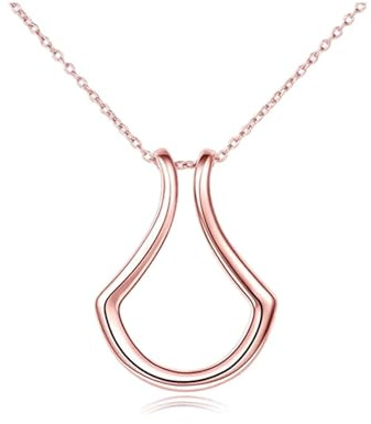925 Sterling Silber Ringhalter-Halskette für Frauen, geometrischer Anhänger 45 cm lang, Wishbone-Halskette, Raute