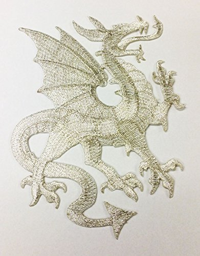 1 Applikation Wappen Drachen 14 x 11,5cm Farbe: Lurex-Silber vor226-2 re