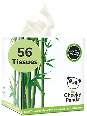 The Cheeky Panda Kosmetiktücher Box (56 Kosmetiktücher) – 3-lagig Taschentücher aus nachhaltigem Bambus hergestellt
