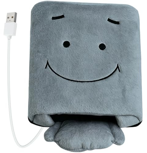 Gearmax Handwärmer USB Mausunterlage,Smiley Gesichts Plüsch Maus pad (Grau)(Kabel Zufällige Farbe)