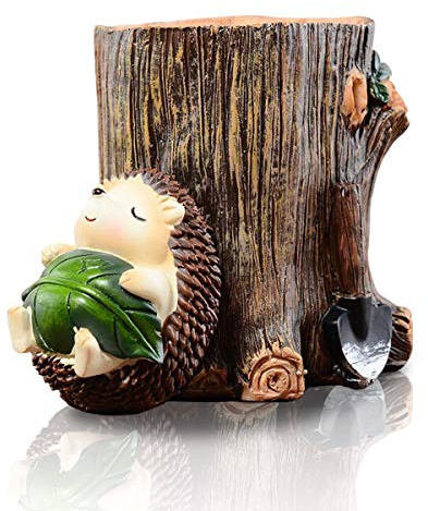LEPENDOR Cute Hedgehog Desk Pen Pencil Pot Holder Toothbrush Holder Resin Desktop Organizer Container Stationery Storage Office Desk Decoration Study Bookshelf Decor (Rest)