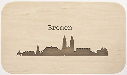 LIEBTASTISCH Frühstücksbrettchen Holz mit Gravur - Bremen Motiv Vesperbrett Holzbrettchen - Schneidebrett Jausenbrett - Brettchen für Brotzeit - Brotzeitbrett Geschenkidee