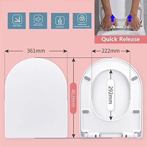 FCS Bathroom Wc-Sitz mit Absenkautomatik Antibakterieller Premium Toilettendeckel Quick Release Easy clean Einfache Montage, Weiss (Size : XXD Shape)