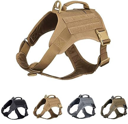 EXCELLENT ELITE SPANKER Tactical Dog Harness Vest Military K9 Working Dog Harness No-Pull Pet Harness Adjustable Training Vest with Easy Control Handle (L, Coyote Brown)