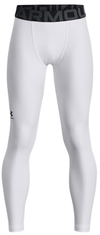 Under Armour Boys HeatGear Armour Leggings , White (100)/Black , Medium