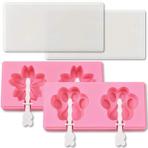 Cozihom Silikon-Eisformen, Silikon-Eis am Stiel-Maker mit Deckel und Stäbchen, 2 Stück