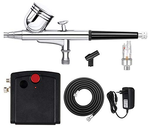 Profi Dual Action Airbrush-Spritzpistole Set mit Airbrush-Halter und Box für Werbeillustrationen/Bodypainting/Modellbau/Nail Design