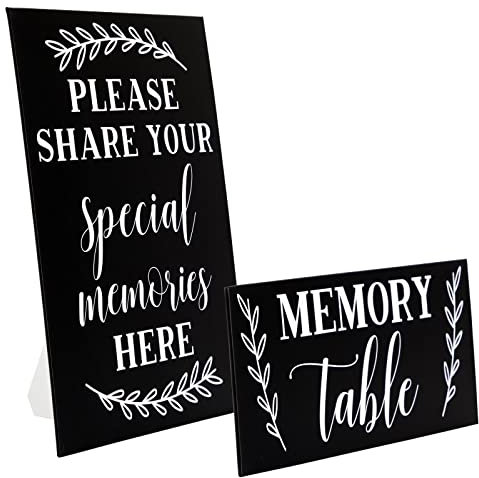 Faithful Finds 2 Card Sign Set for Funeral Memory Table, Please Share Your Memories, 2 Sizes