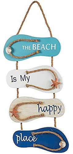 Plage Flip Flop Décoration, Pantoufles en Bois Décoration, Décoration Murale Tong, Ornements pour Maison l'Océan, Ornement Mural à Bascule en Bois de Conception de Plage Nautique, pour Salon, Chambre