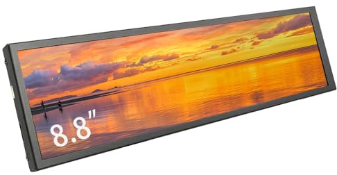 LESOWN Monitor Ultra Ancho de 8.8 Pulgadas, Pantalla LCD de Barra Estirada de 1920 x 480, Monitor panorámico pequeño para monitoreo de CPU RPi AIDAS
