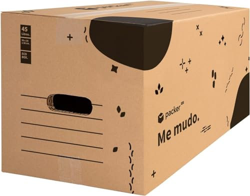 packer PRO Pack 10 Cajas Carton para Mudanzas y Almacenaje Ultra Resistentes con Asas, 50x30x30cm
