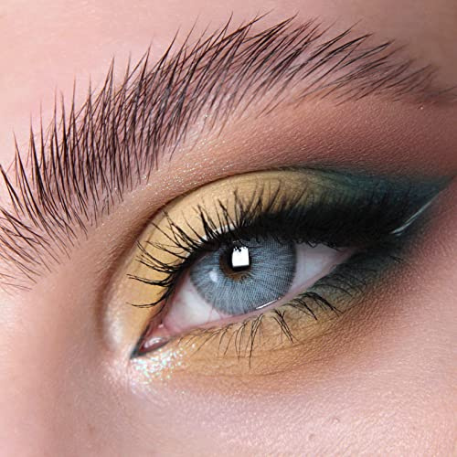 Glamlens lentilles de couleur grises naturelles colorées très haute opacité Limone Ice Gray + étuis à lentilles de contact I 1 paire (2 pièces) I DIA 14,20 I sans correction I 0,00 Dioptries