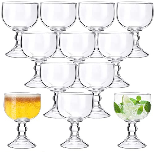 Sabary Set of 12 Schooner Beer Glass 21.5 oz Extra Large Margarita Glass Clear Fishbowl Cup for Drinks Thick Bottom Goblet Shrimp Cocktail Cups for Drinking Coronaritas Beer Margarita Juice Water