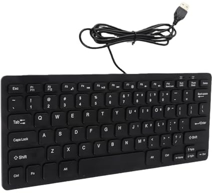Kleine USB-Tastatur - 78 Tasten Ultradünne PC-Tastatur Mit Kabel für Desktop-Computer Laptop (Schwarz)