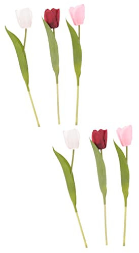 Yardwe 6stücke Künstliche Tulpen Blumenstrauß Teilig Simulierter Floraler Dekorationssatz Für Hochzeitsfeiern Und Wohnräume Weinrot Und Rosé Pflegeleicht Und Langlebig