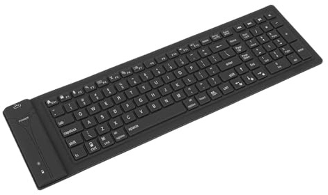 Teclado De Silicona Plegable, Teclado De 108 Teclas, Teclado Inalámbrico USB, Teclado Enrollable Silencioso, Teclado Estándar para PC, Portátil Y Portátil(Black)
