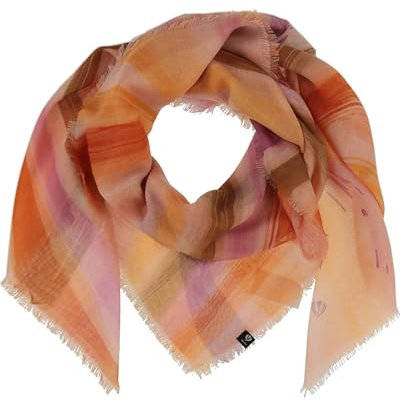 FRAAS Halstuch Damen - Tuch mit Streifen - 120 x 120 cm - Sustainability Edition - leichter Polyester Schal Damen Tangerine