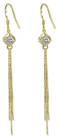 Josfeva Ohrringe Silber Hängend, 925 Sterling Silber Lange Quaste Damen Ohrringe, Hypoallergen Tropfen Baumeln Schlangenkette Haken Ohrringe, Lange Ohrhänger Ohrringe mit Libellen/Rechteck Zirkonia
