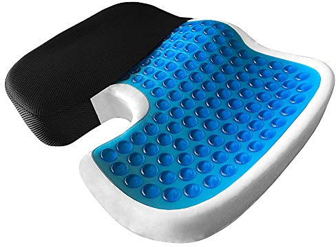 HJJP Cojín ortopédico para asiento de coxis – Almohada de gel de espuma viscoelástica para el dolor de espalda, ciática y alivio del coxis, perfecto para silla de oficina, coche, camión