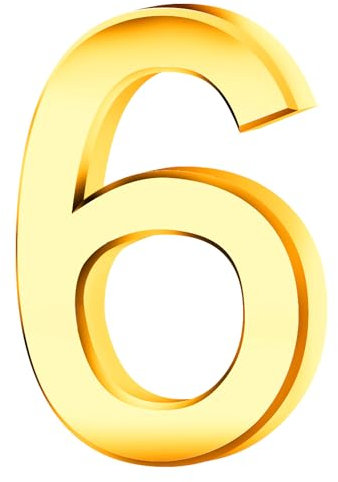 Rumyve 3D Gold Waterproof House Number Self-Adhesive, Mailbox Number Street Address Number for Number 0-9 Floating House Door, Residential Apartment Office Hotel(6)