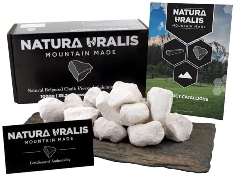 Natura Uralis Premium Belgorod Kreidestücke | Weiße Kreidestücke – Erstaunlicher Crunch, Erdig, Samtig und Fest, ASMR-Aufsehen, Natürliches Calciumcarbonat (Mini-Pack (100g))