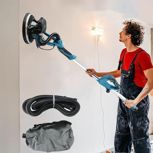Eastnmythet Ponceuse Murale avec Long Manche et Sac collecteur de poussière, Ponceuse Murale électrique 1800 W pour Murs Peints, Ponceuse Murale intérieure et extérieure