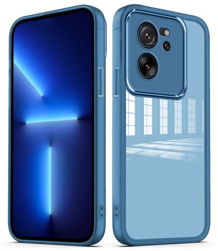 PanXCase Funda Transparente para Xiaomi 13T / Xiaomi 13T Pro - Carcasa Clear con Lens Protector Delgada Suave Protección Cámara Antichoque Antiarañazos Cover (Azul)