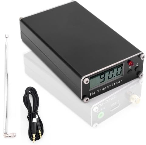 Mulcort Emisor de modulación de frecuencia de 0,5 W 76-108 MHz 500 mW Pantalla digital Dispositivo de transmisión estéreo Interfaz tipo C con distancia de transmisión de 2000 M