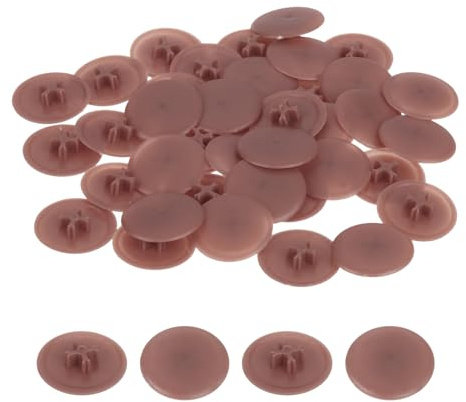 sourcing map 100PCS Screw Cap Covers, 17mm Waterproof Plastic Screw Decorative Caps for Phillips Cam Lock Nuts, Dark Brown
