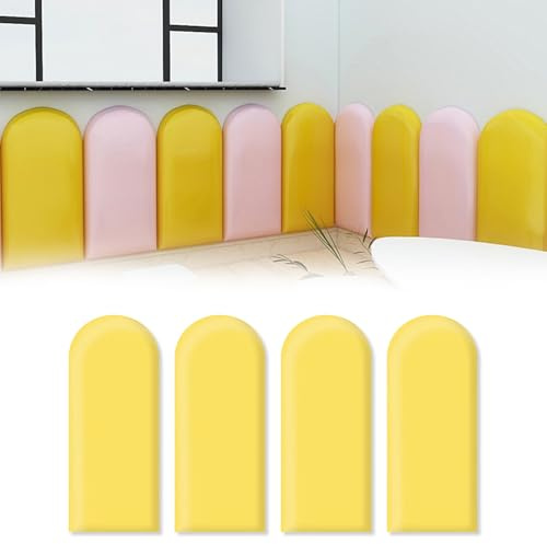 3D Wandpaneele Wandverkleidung Selbstklebend, PU Wasserdicht Wandpolster Kinderzimmer, Wandpaneele Gepolstert, Wandkissen Zum Aufhängen für Kopfteil Bett Ndkissen Kinderzimm (Gelb)